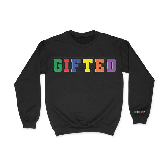 Gifted Chenille Crew Neck Sweatshirt-Black